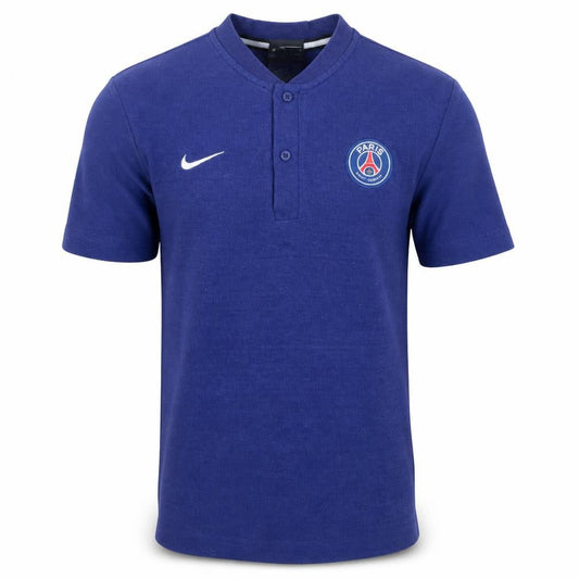 Nike Men Blue PSG Paris Saint-Germain Short Sleeve Henley Shirt S