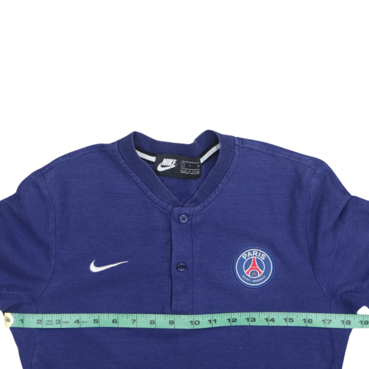 Nike Men Blue PSG Paris Saint-Germain Short Sleeve Henley Shirt S