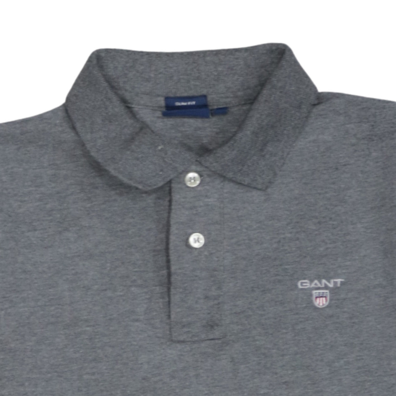 GANT Men's Grey Slim Fit Cotton Polo Shirt Size M