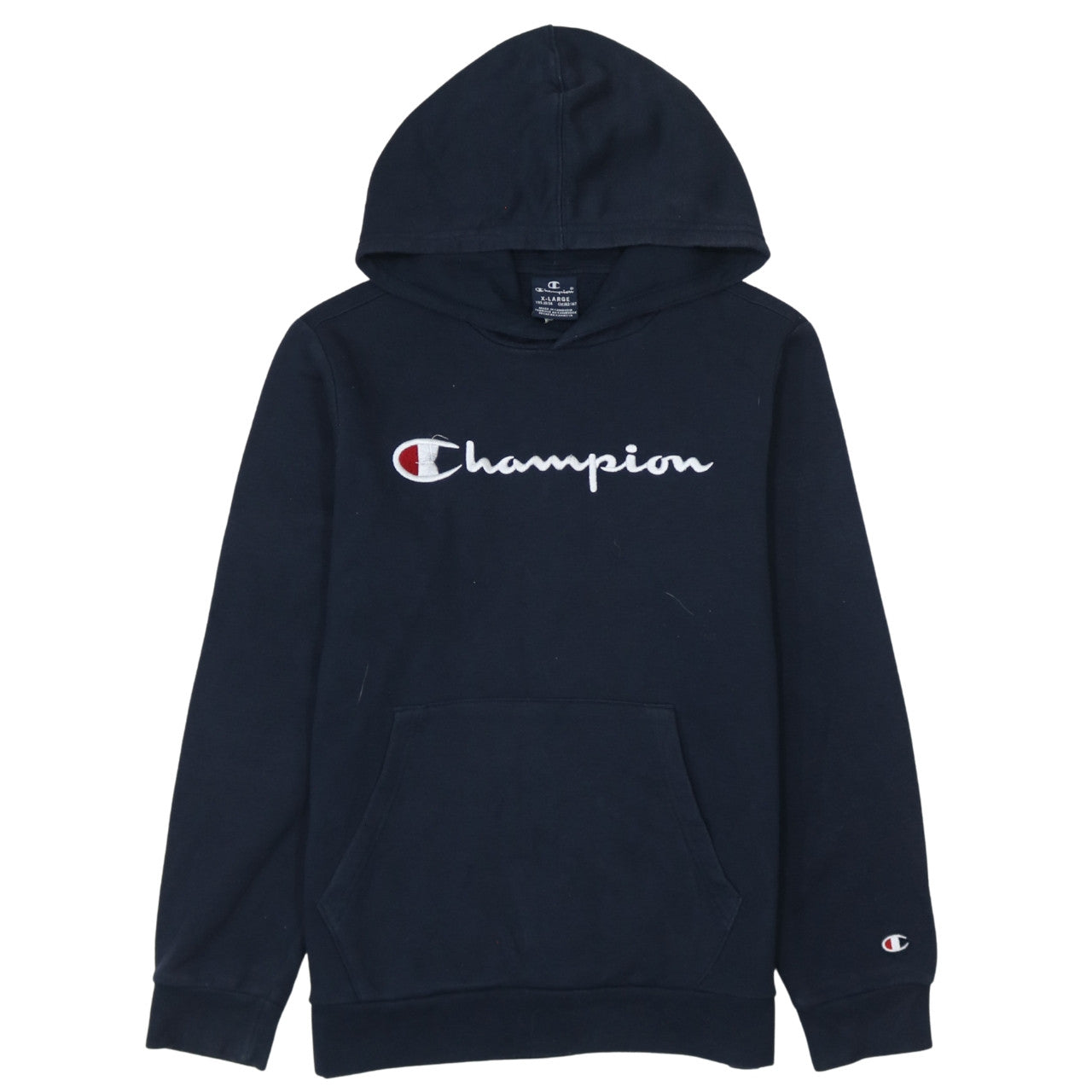 Champion Boys Black Pullover Hoodie 13-14 Years Logo Embroidered Fleece