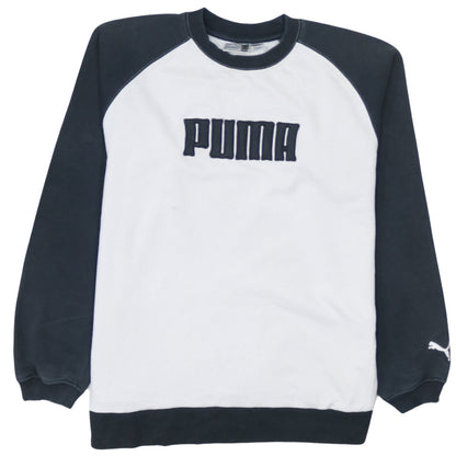 Additional front view of Puma boys’ black & white pullover sweatshirt, size 14, years crew neck