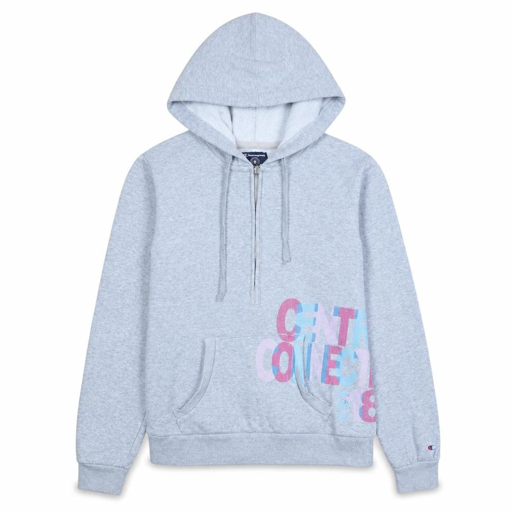 Champion Womens Grey Half Zip Hoodie Small Sport Stretch