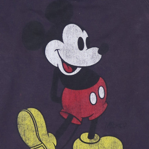 Disney Women's Black Mickey Mouse Sweatshirt Size L Pullover Crew Neck