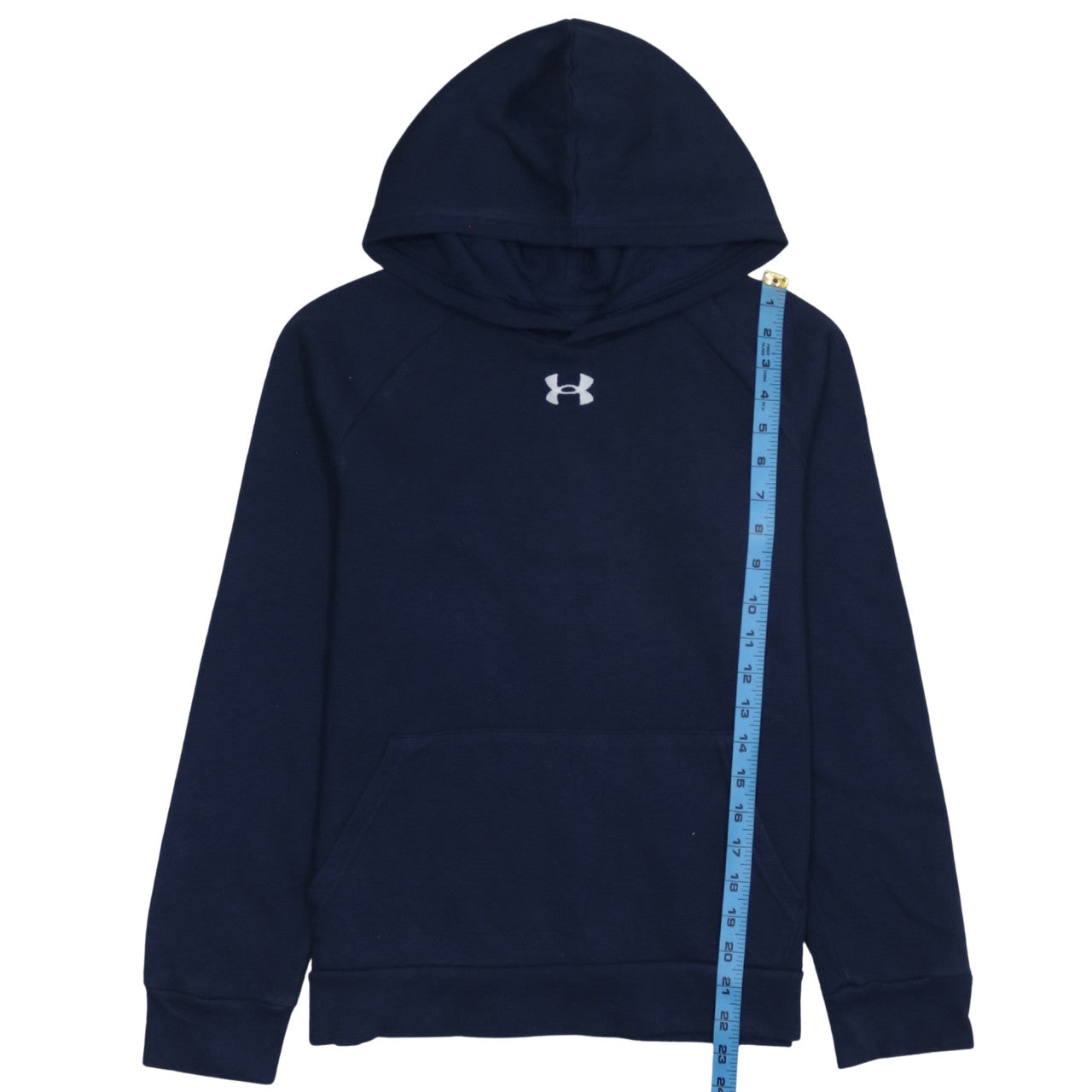 Under Armour Boys Blue Pullover Hoodie Fleece Logo 158cm