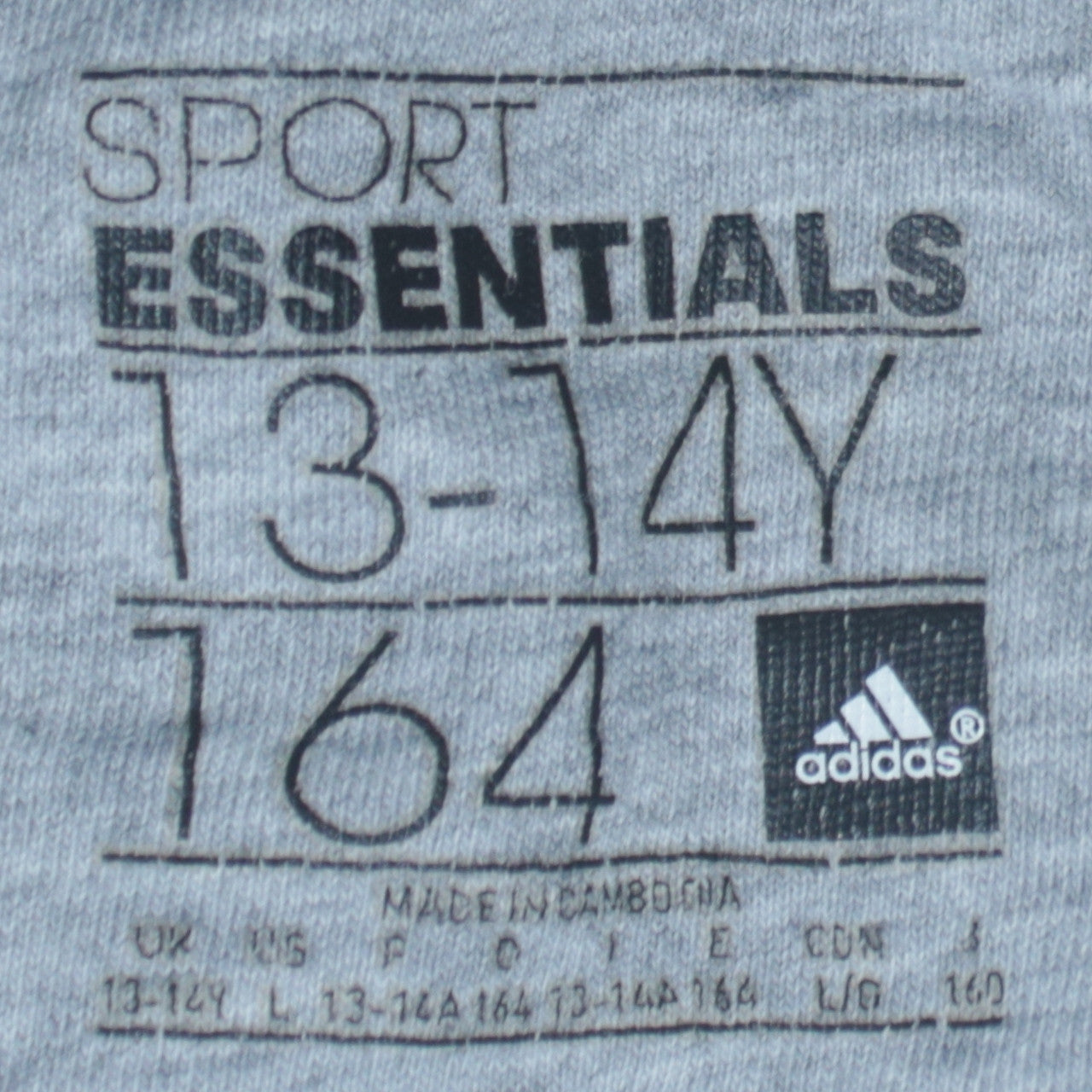 Adidas Boys Grey Pullover Sweatshirt 13-14 Years Logo Fleece Jumper