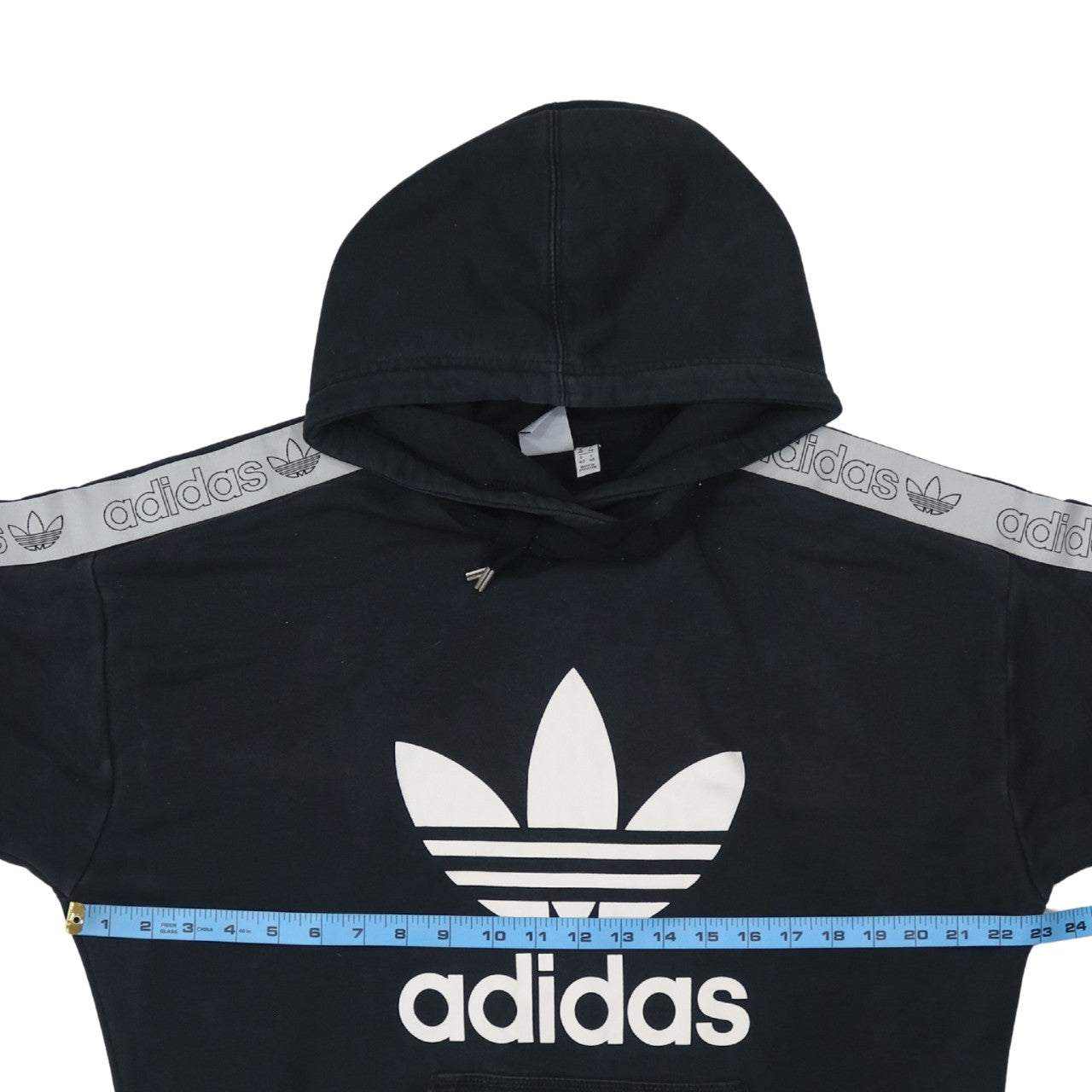Adidas Women Black Hooded Pullover Hoodie UK 16 with Logo Tape Detail