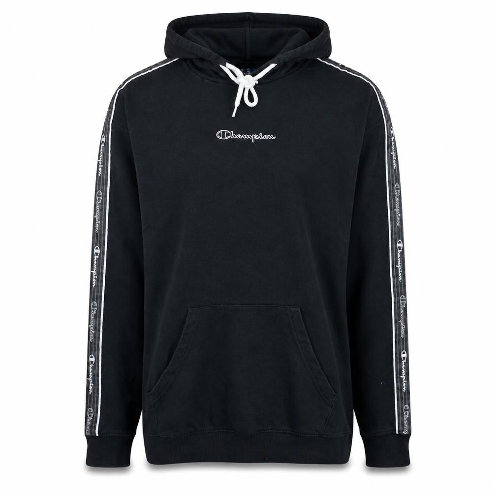 Champion Men's Black Large Pullover Hoodie with Logo Trim
