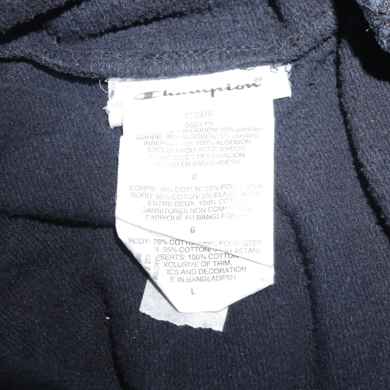 Champion Men's Black Large Pullover Hoodie with Logo Trim
