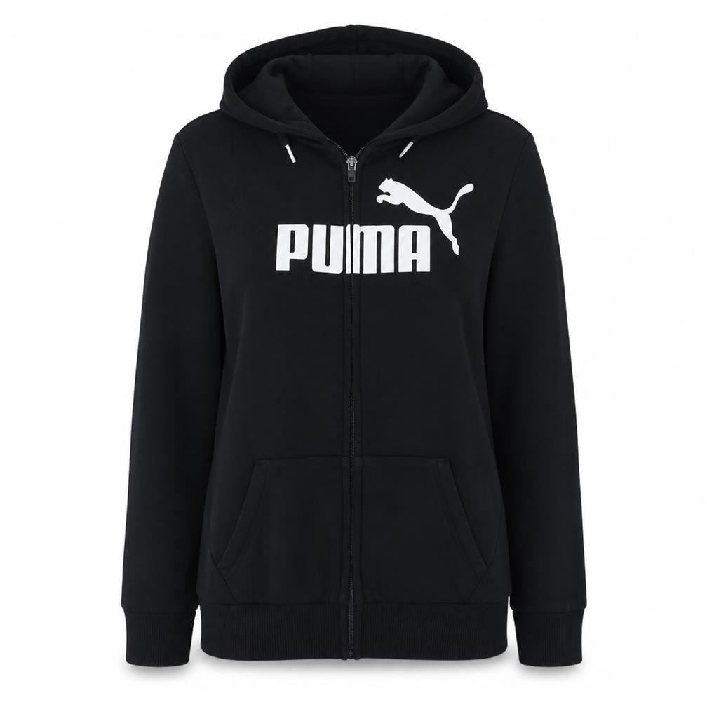 Puma Women's Black Full Zip Hoodie Size 12 Hooded Logo Sweatshirt
