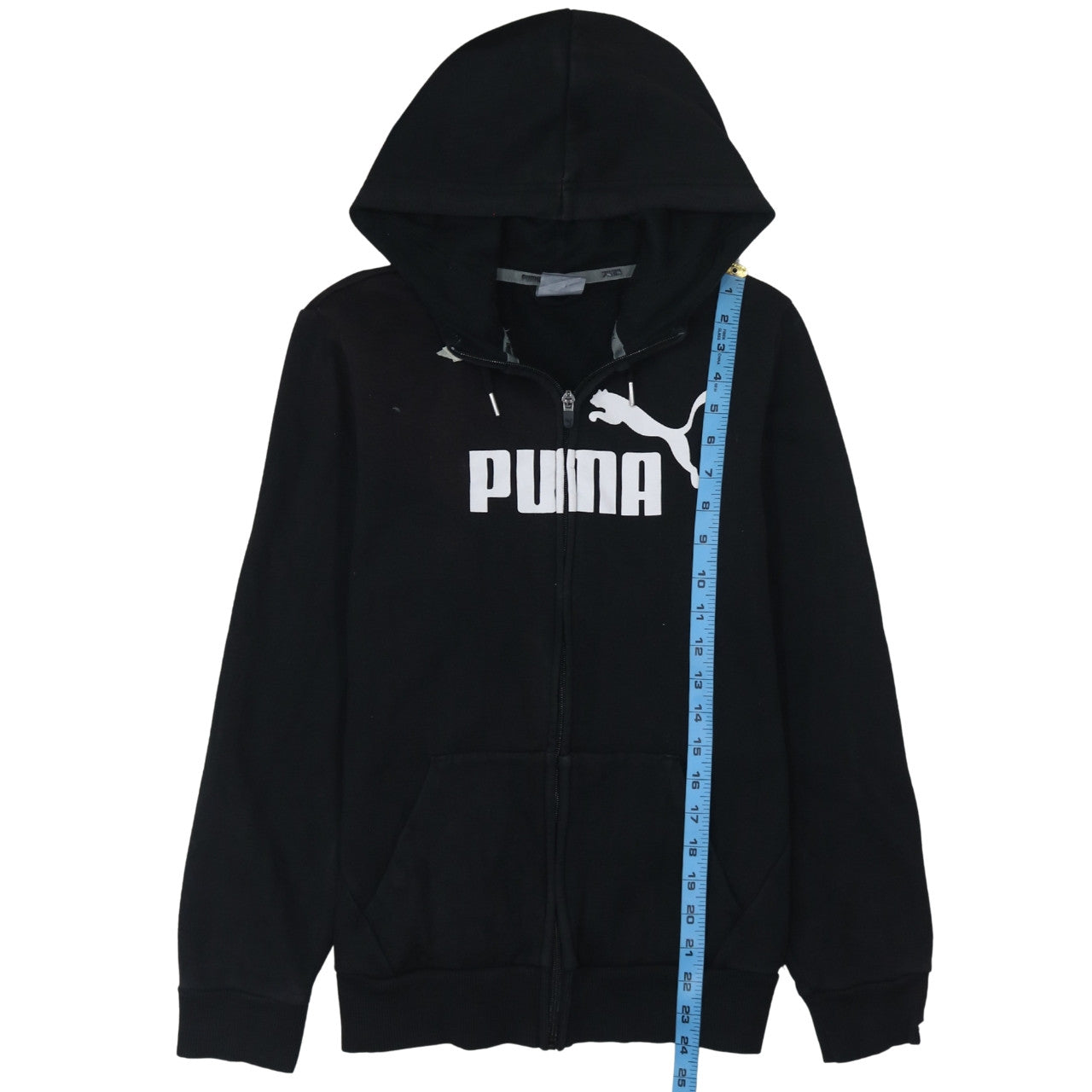 Puma Women's Black Full Zip Hoodie Size 12 Hooded Logo Sweatshirt