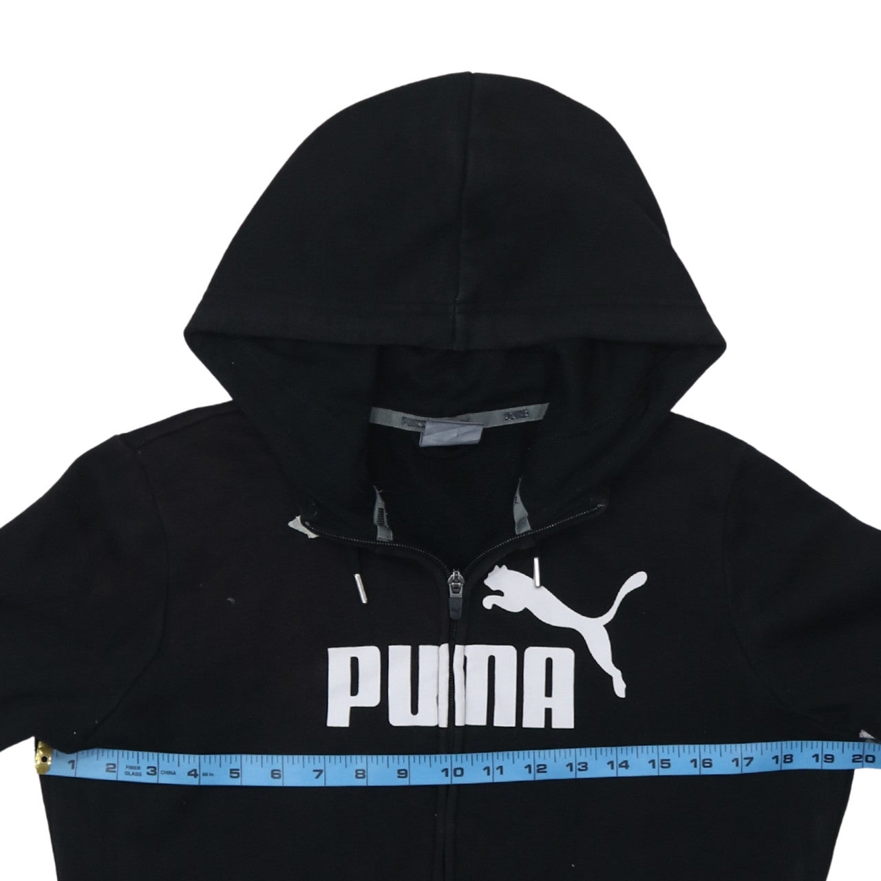 Puma Women's Black Full Zip Hoodie Size 12 Hooded Logo Sweatshirt
