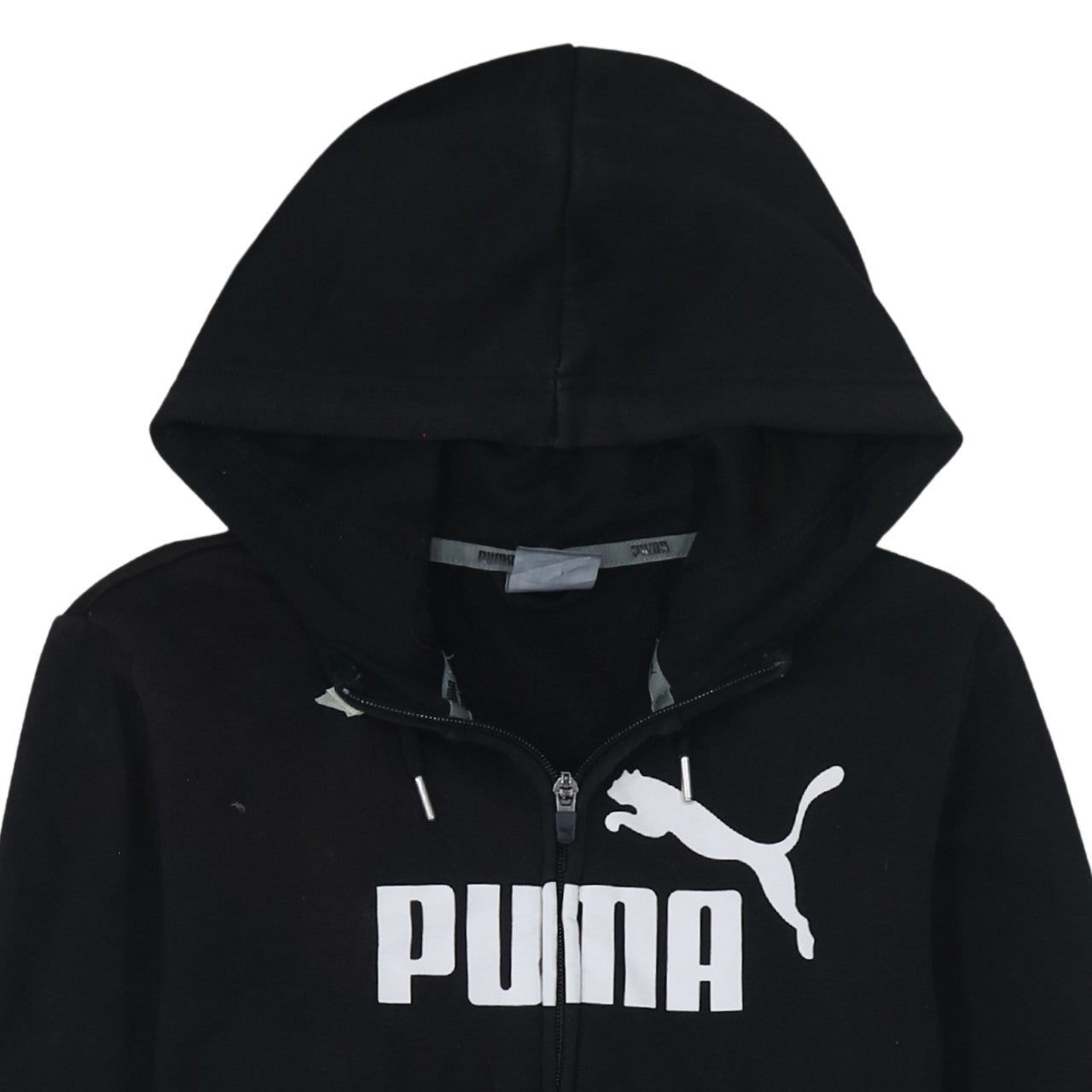 Puma Women's Black Full Zip Hoodie Size 12 Hooded Logo Sweatshirt