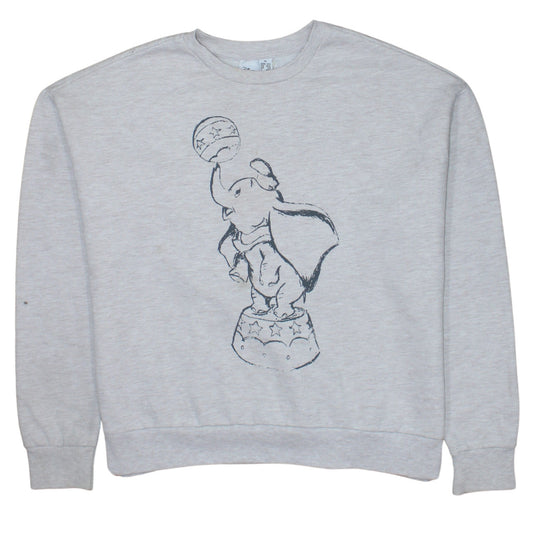 Disney Women Grey Dumbo Crew Neck Sweatshirt Size M 12/14