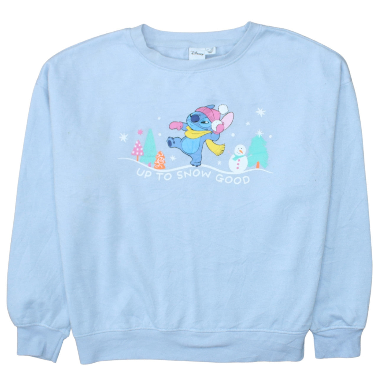 Disney Primark Women Blue Stitch Sweatshirt Medium 12/14 Winter Graphic