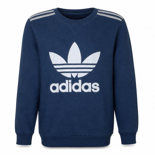 Adidas Men's Blue Crew Neck Logo Pullover Sweatshirt Size S