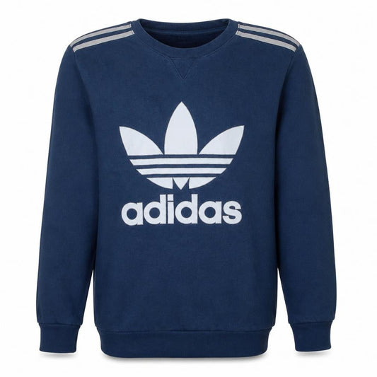 Adidas Men's Blue Crew Neck Logo Pullover Sweatshirt Size S