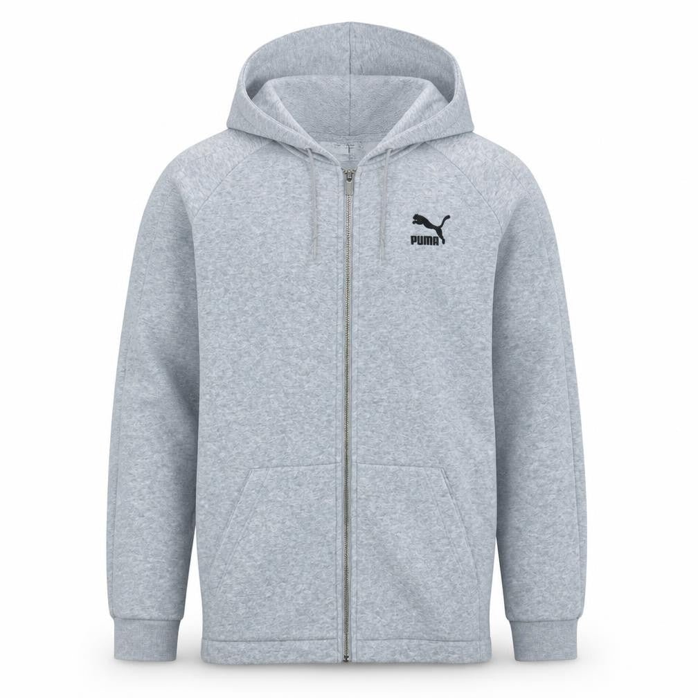 Puma Men's Grey Full Zip Hoodie Size S Lightweight Athletic