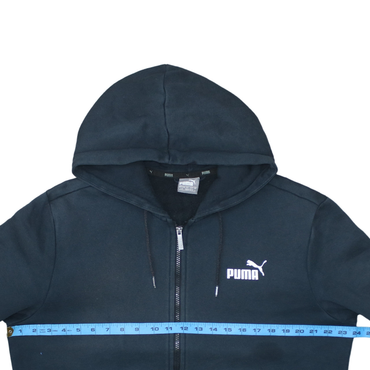 Puma Men's Black Full Zip Hoodie L Fleece Sweatshirt
