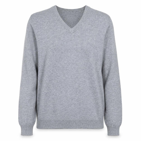 Gap Women’s Grey V-Neck Long Sleeve Pima Cotton Jumper Size M
