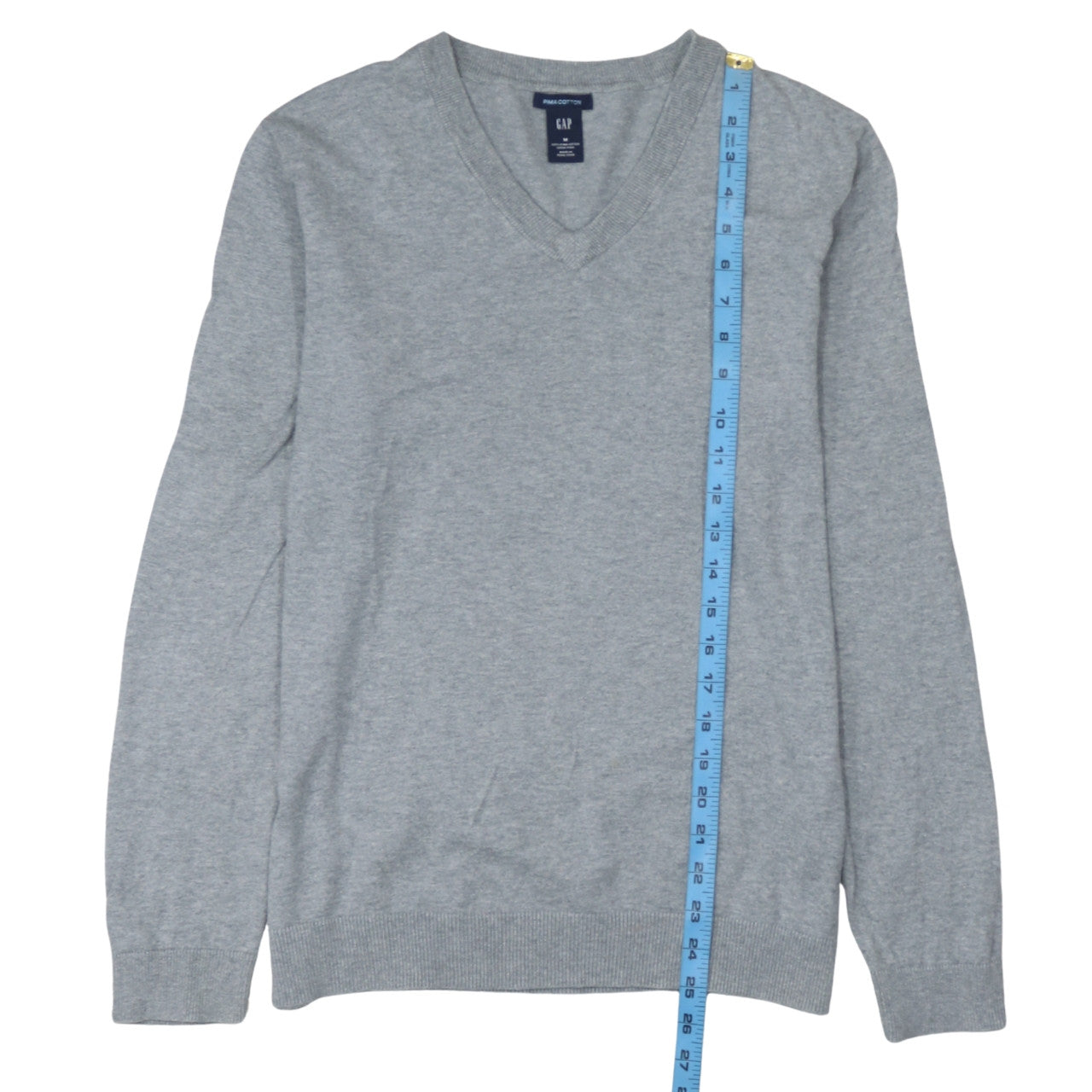 GAP Women’s Grey V-Neck Long Sleeve Pima Cotton Jumper Size M