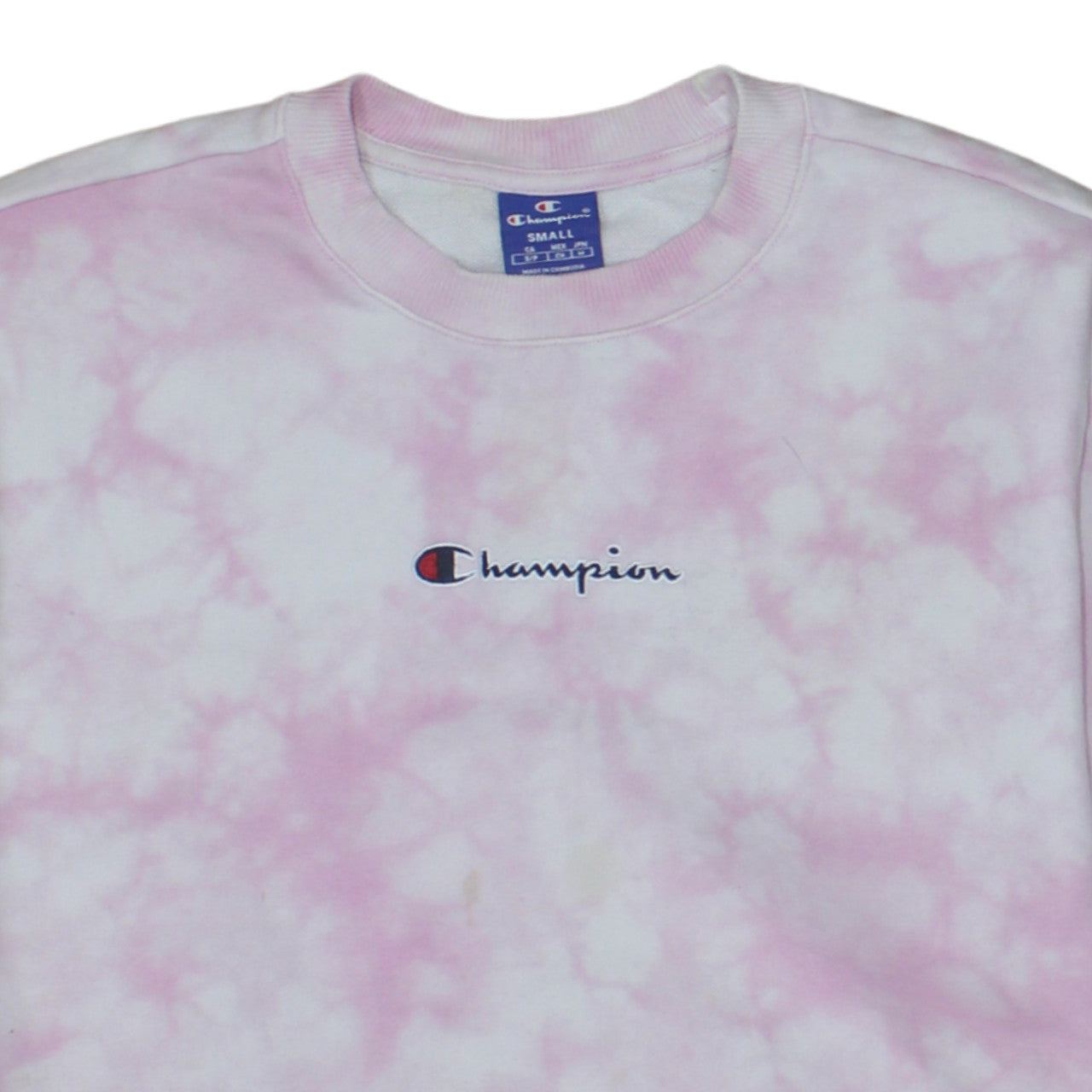 Champion Women's Pink Tie-Dye Pullover Sweatshirt Small Cotton Blend
