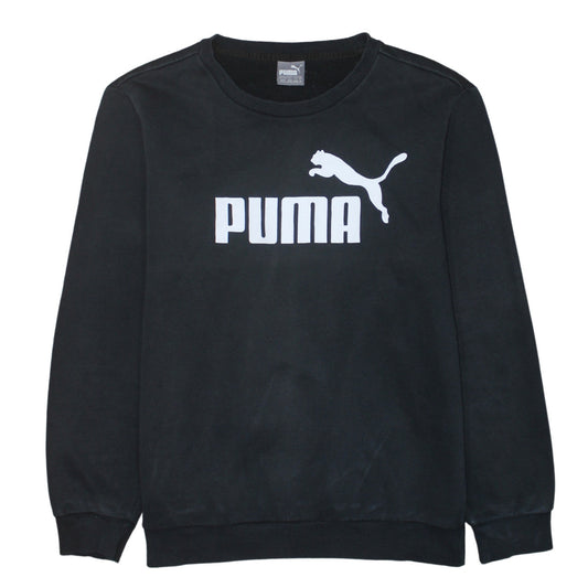 Puma Men's Black Crew Neck Logo Pullover Sweatshirt Size M