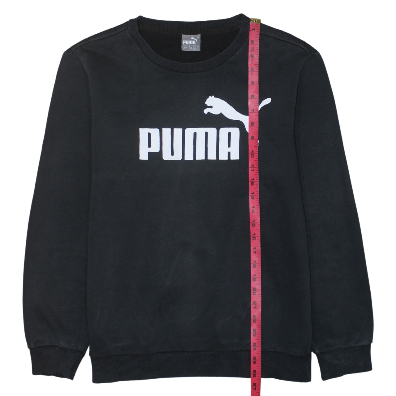 Puma Men's Black Crew Neck Logo Pullover Sweatshirt Size M