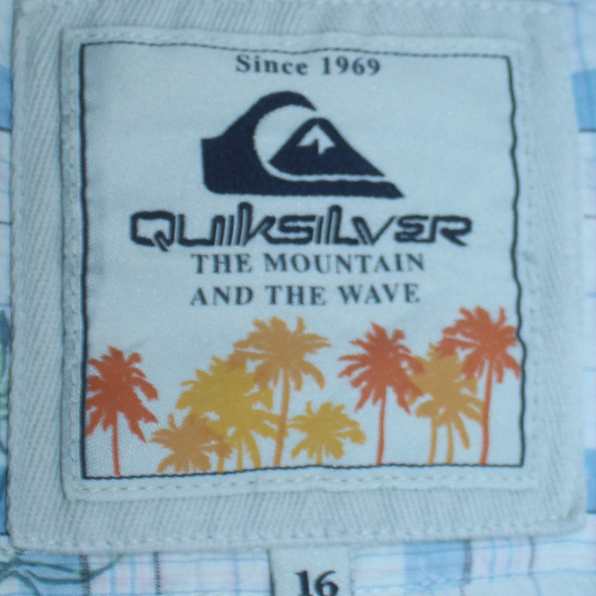 Quiksilver Boys Blue Floral Check Short Sleeve Button-Up Shirt Size 16