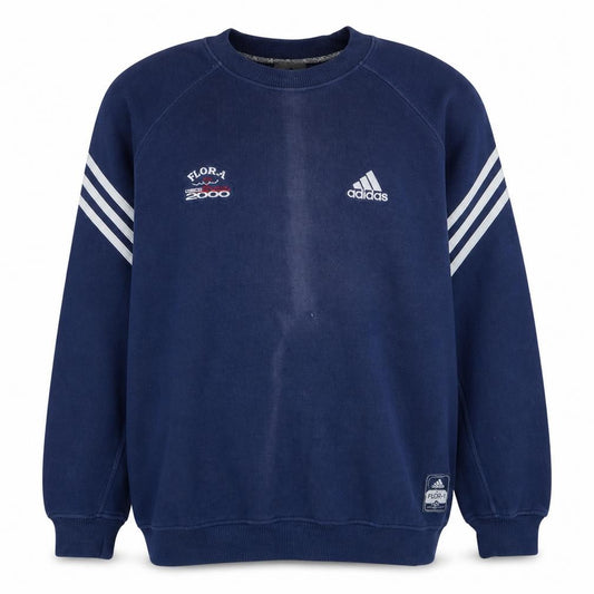 Adidas Mens Blue Pullover Sweatshirt S Regular 2000 Sports Embroidered