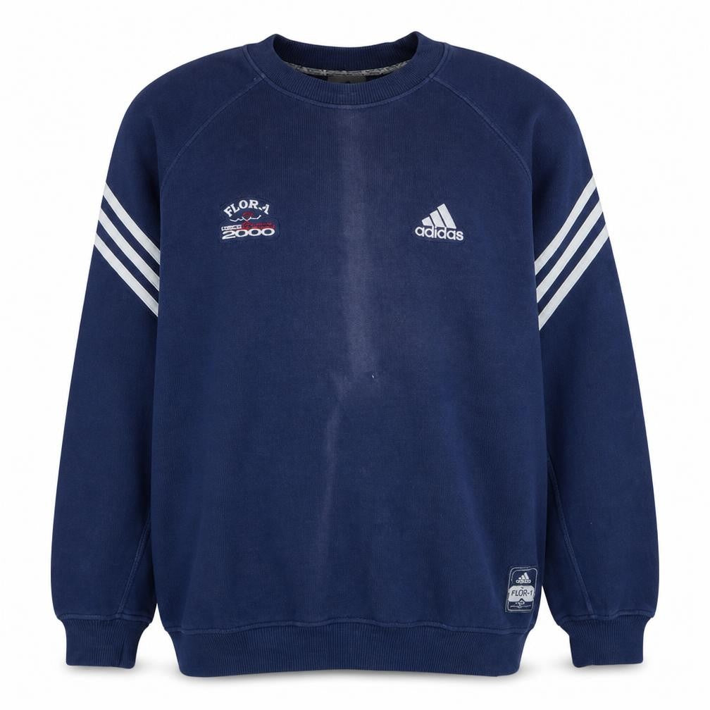 Adidas Mens Blue Pullover Sweatshirt S Regular 2000 Sports Embroidered