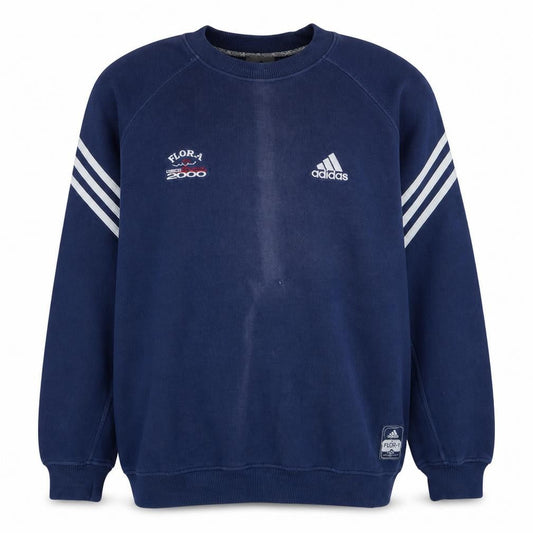Adidas Mens Blue Pullover Sweatshirt S Regular 2000 Sports Embroidered