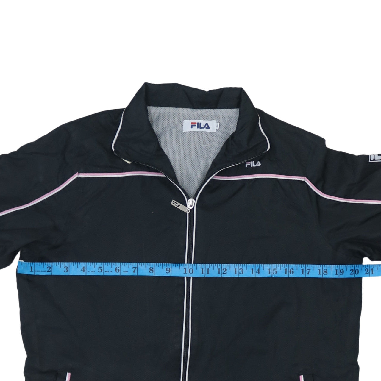 FILA Womens Black Windbreaker Jacket L Full Zip Sports Style