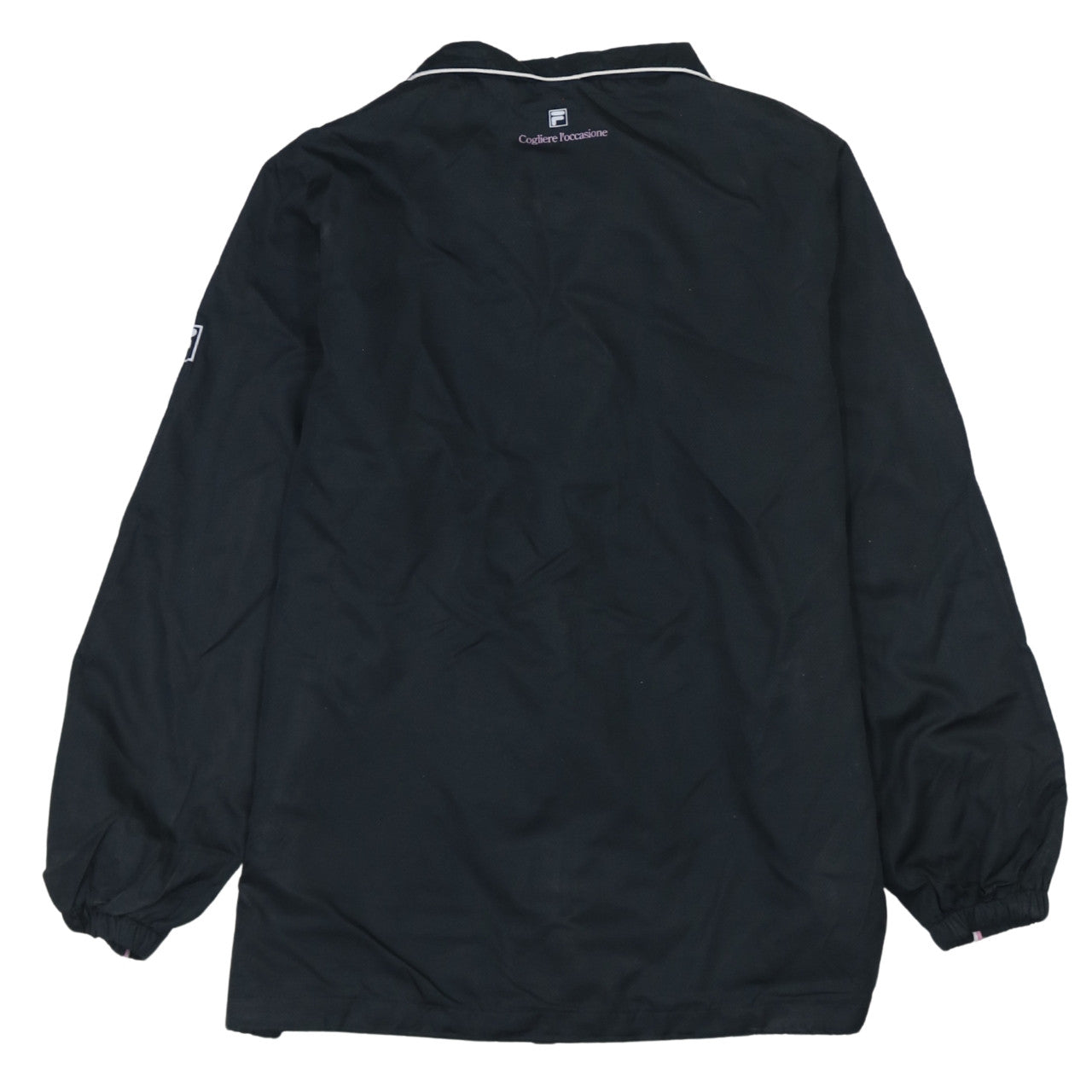 FILA Womens Black Windbreaker Jacket L Full Zip Sports Style