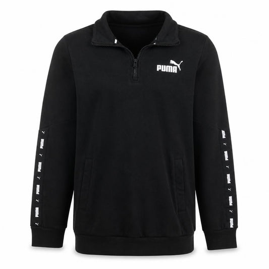 Puma Men's Black Small 1/4 Zip Logo Fleece Sweatshirt