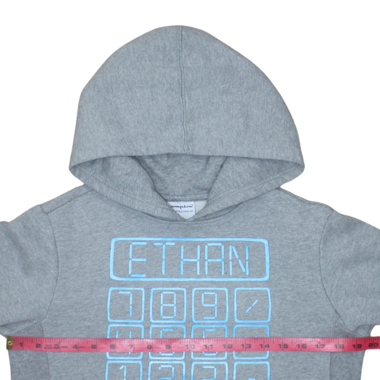 Champion Teens Grey Pullover Hoodie L Regular Fit Graphic Print