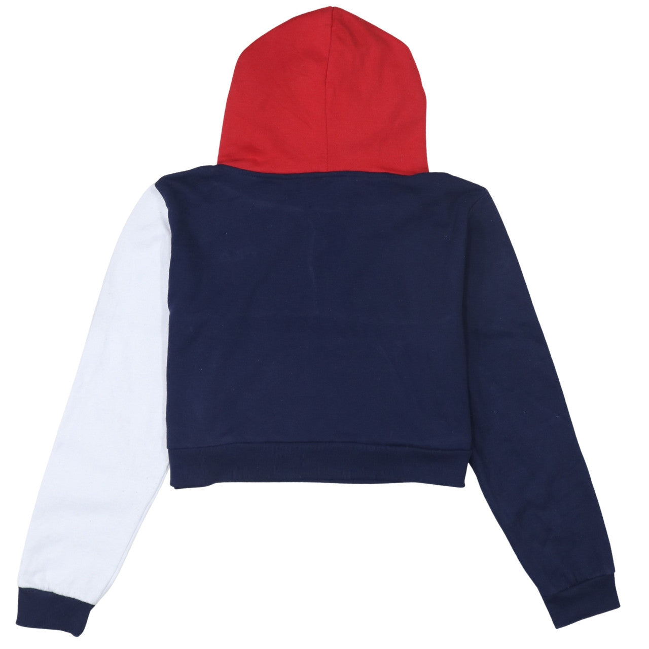 Fila Women Red Navy White Colourblock Cropped Hoodie Size L