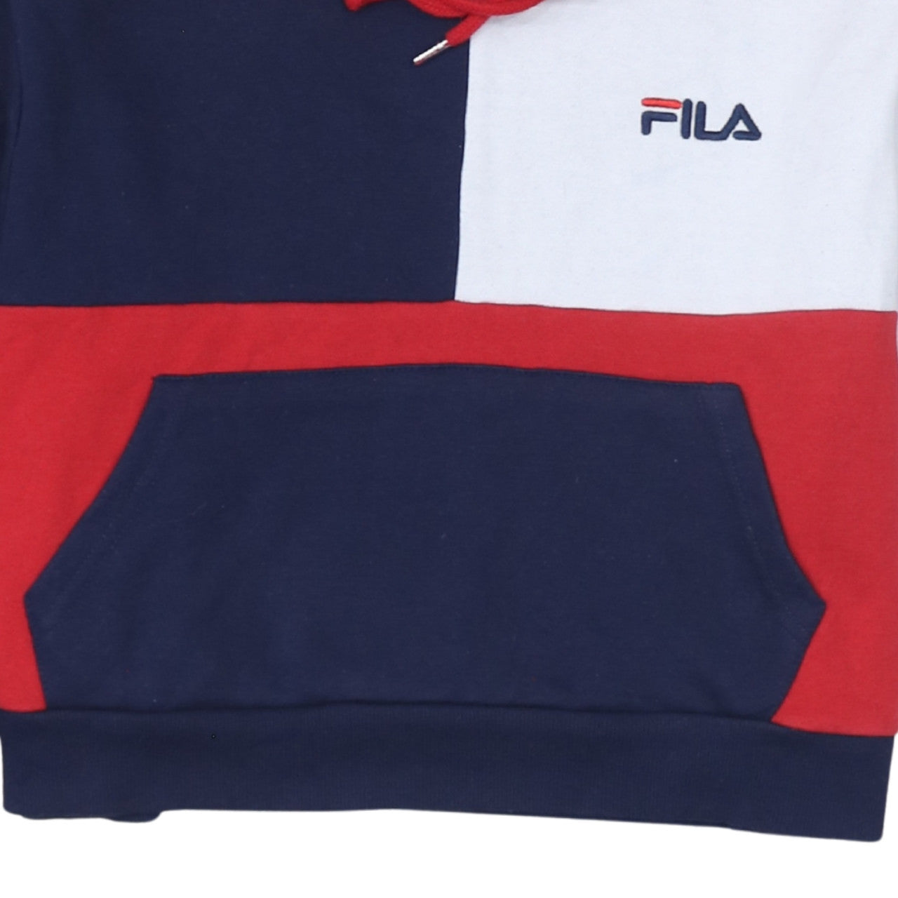 Fila Women Red Navy White Colourblock Cropped Hoodie Size L
