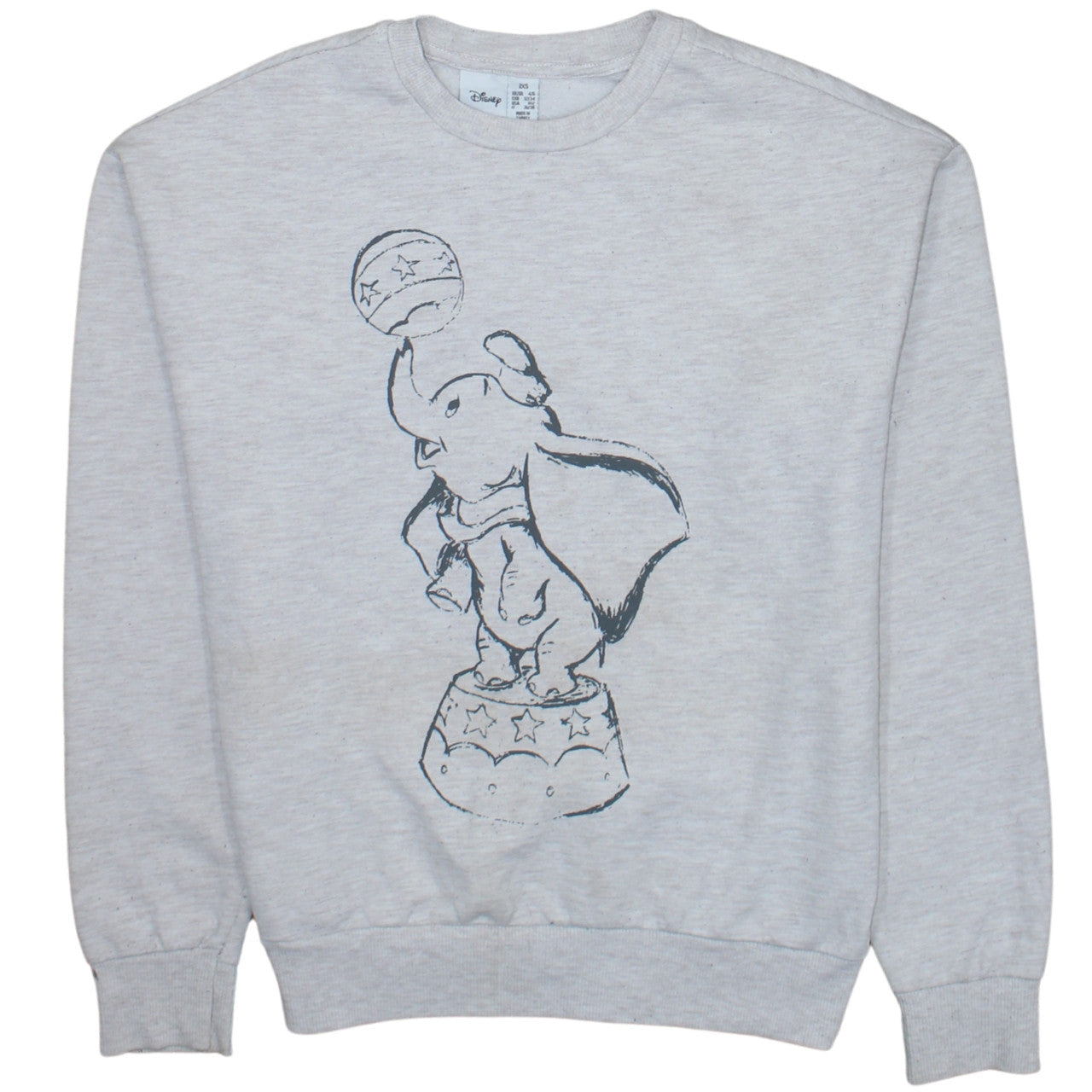 Disney Women Grey Dumbo Graphic Print Sweatshirt 2XS