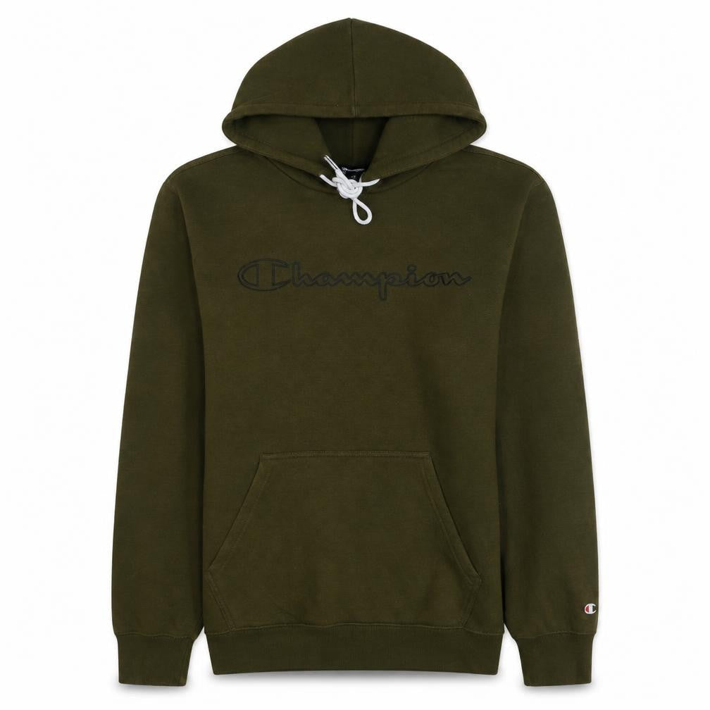 Champion Men’s Green Pullover Hoodie Large Logo Cotton Blend