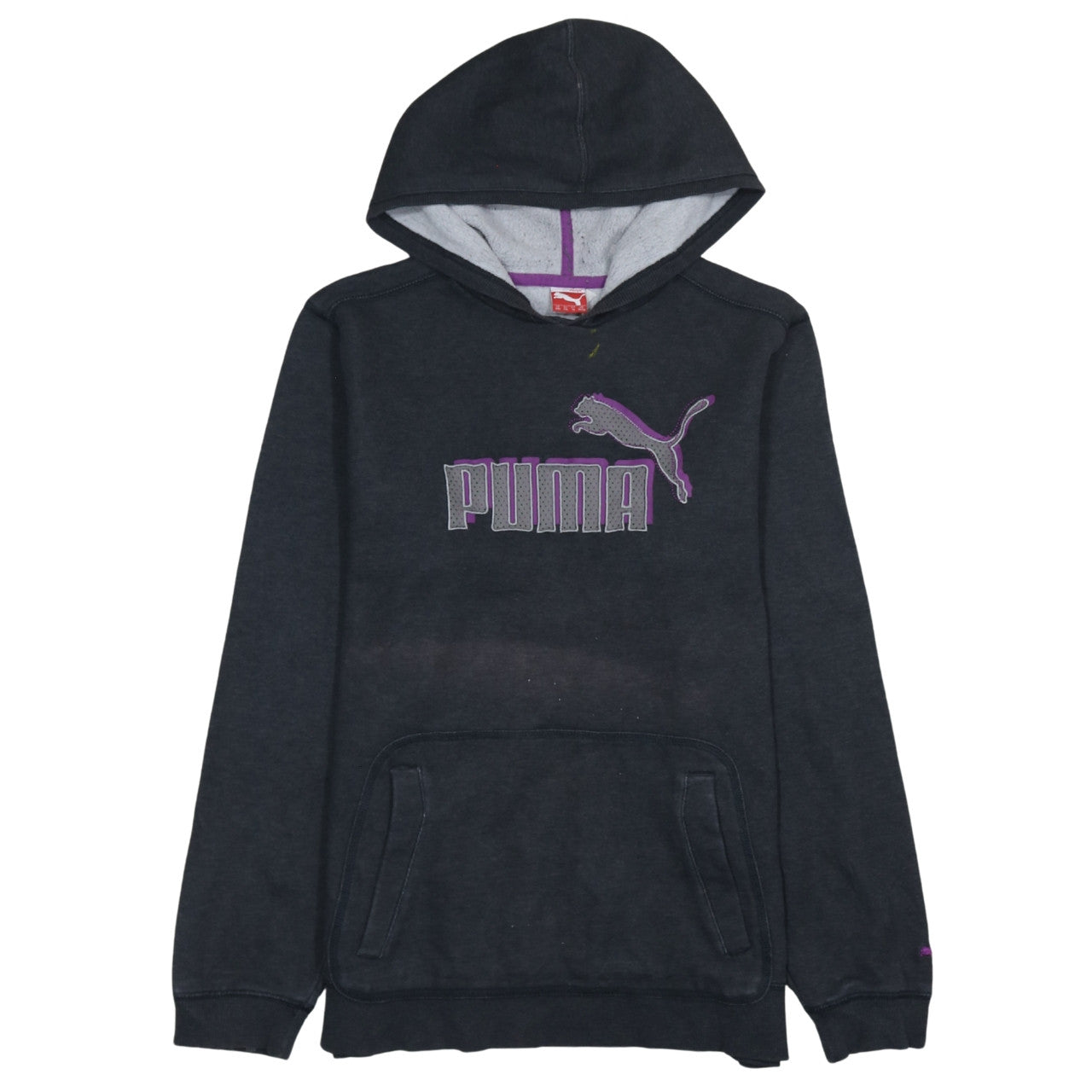 Puma Womens Black Pullover Hoodie Size 16 Logo Fleece Casual