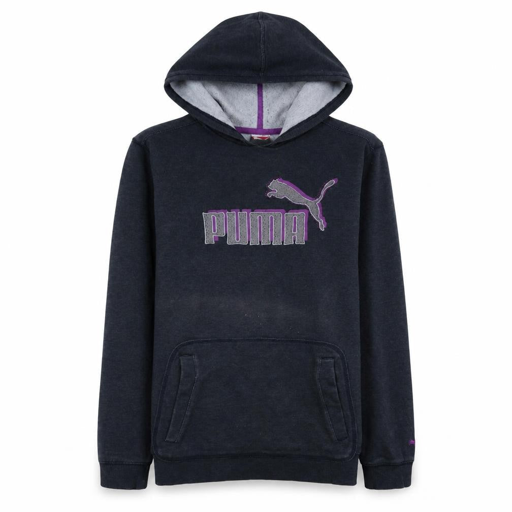 Puma Womens Black Pullover Hoodie Size 16 Logo Fleece Casual