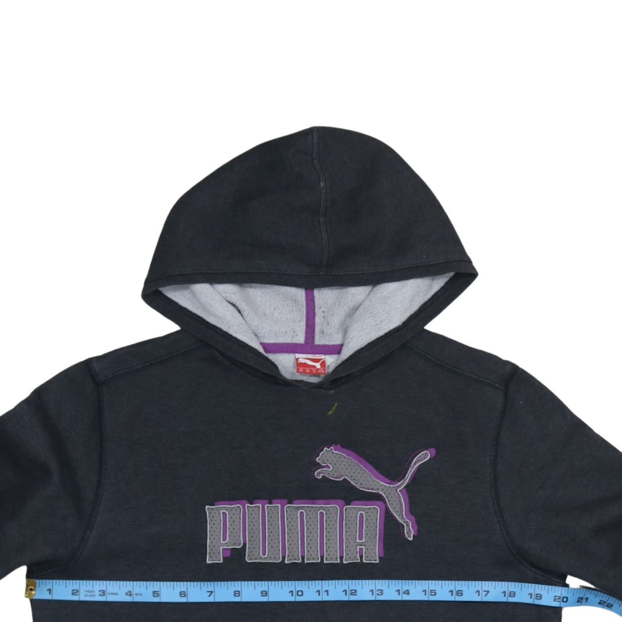 Puma Womens Black Pullover Hoodie Size 16 Logo Fleece Casual