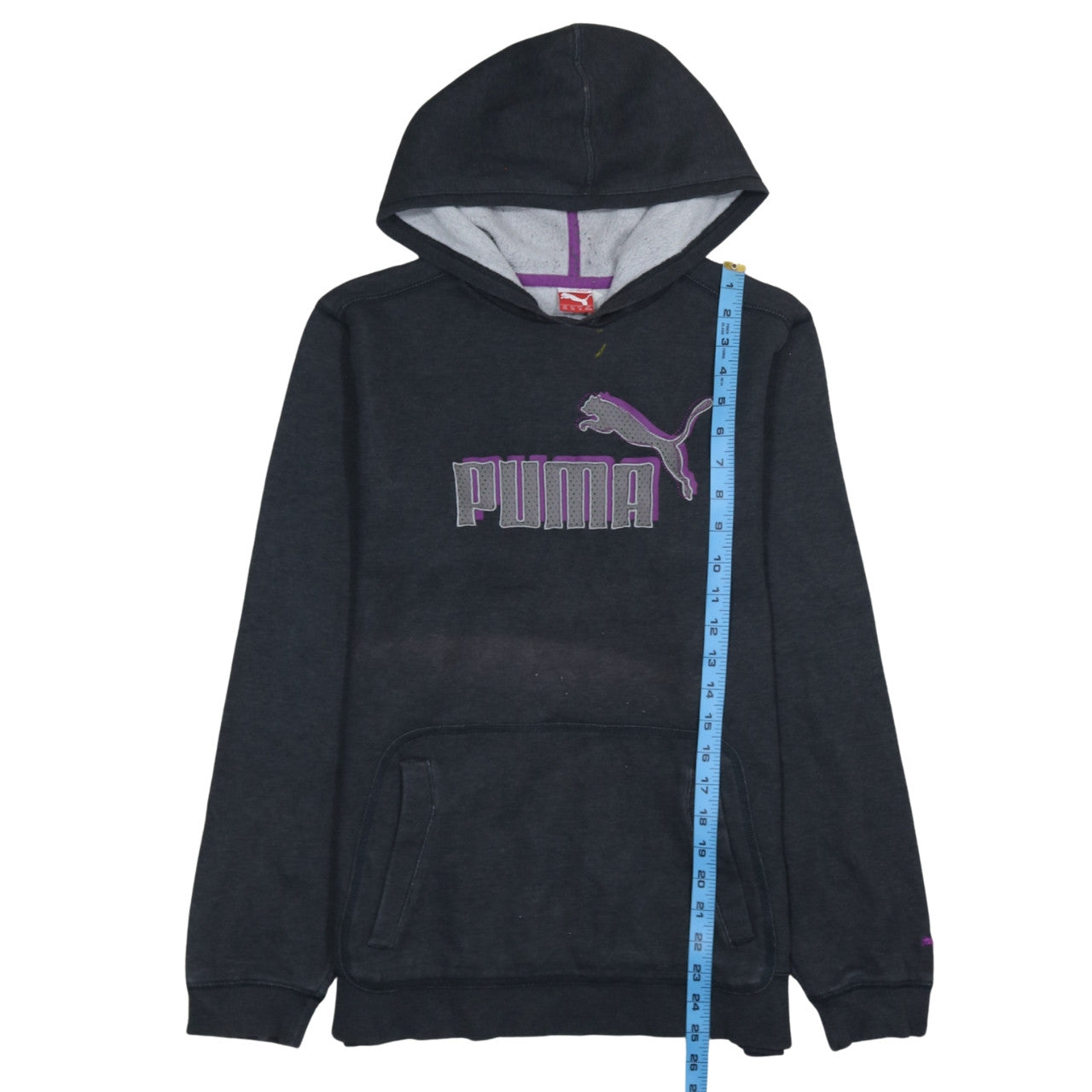 Puma Womens Black Pullover Hoodie Size 16 Logo Fleece Casual