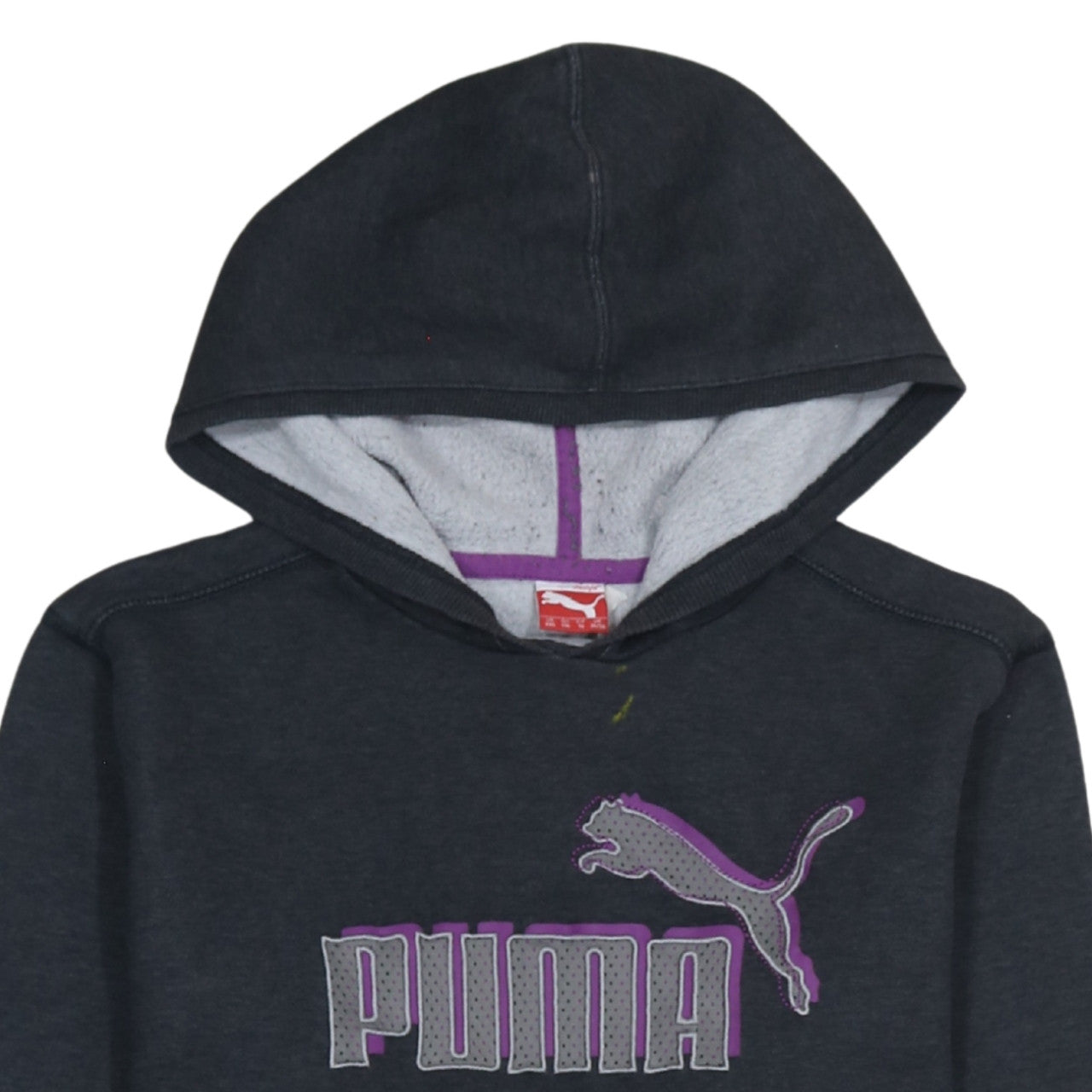 Puma Womens Black Pullover Hoodie Size 16 Logo Fleece Casual