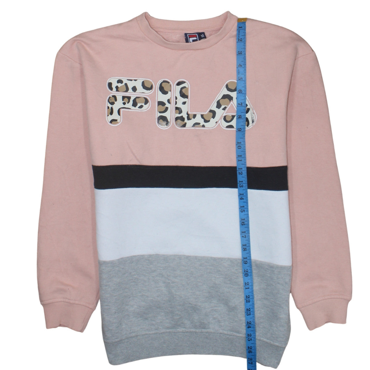 FILA Womens Pink Colourblock Leopard Logo Sweatshirt M