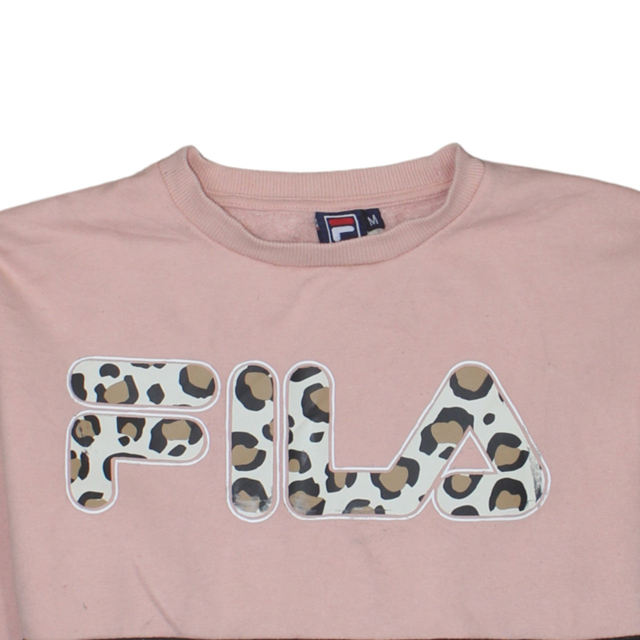 FILA Womens Pink Colourblock Leopard Logo Sweatshirt M