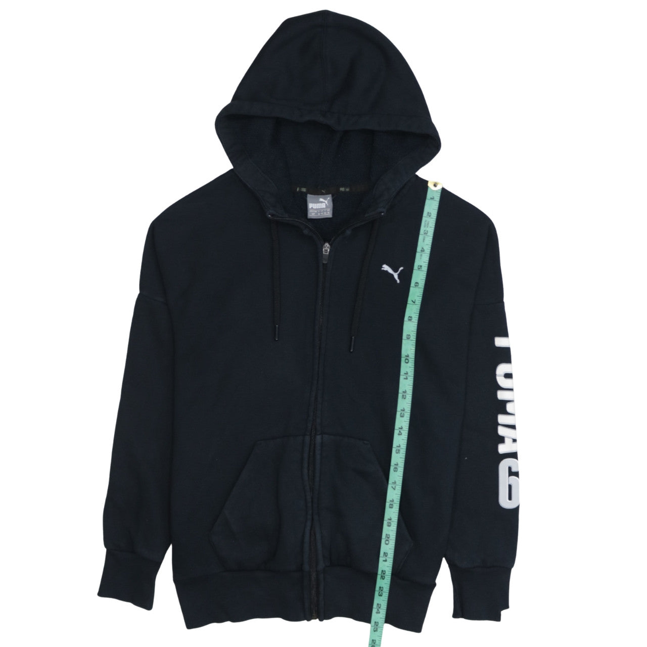 Puma Women Black Full Zip Hoodie Size 10 Hooded Sweatshirt
