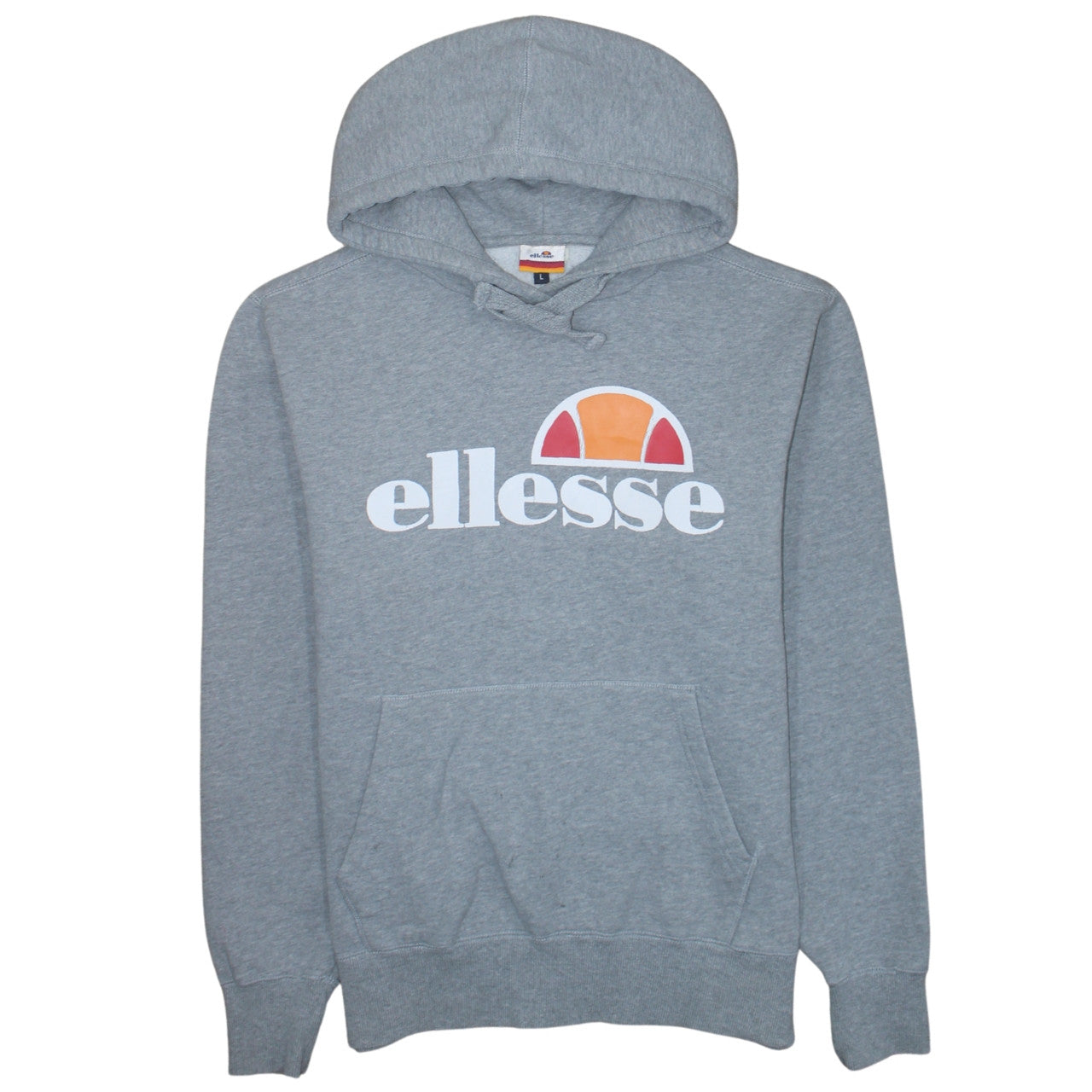 Ellesse Men's Grey Pullover Hoodie L Logo Fleece Sweatshirt