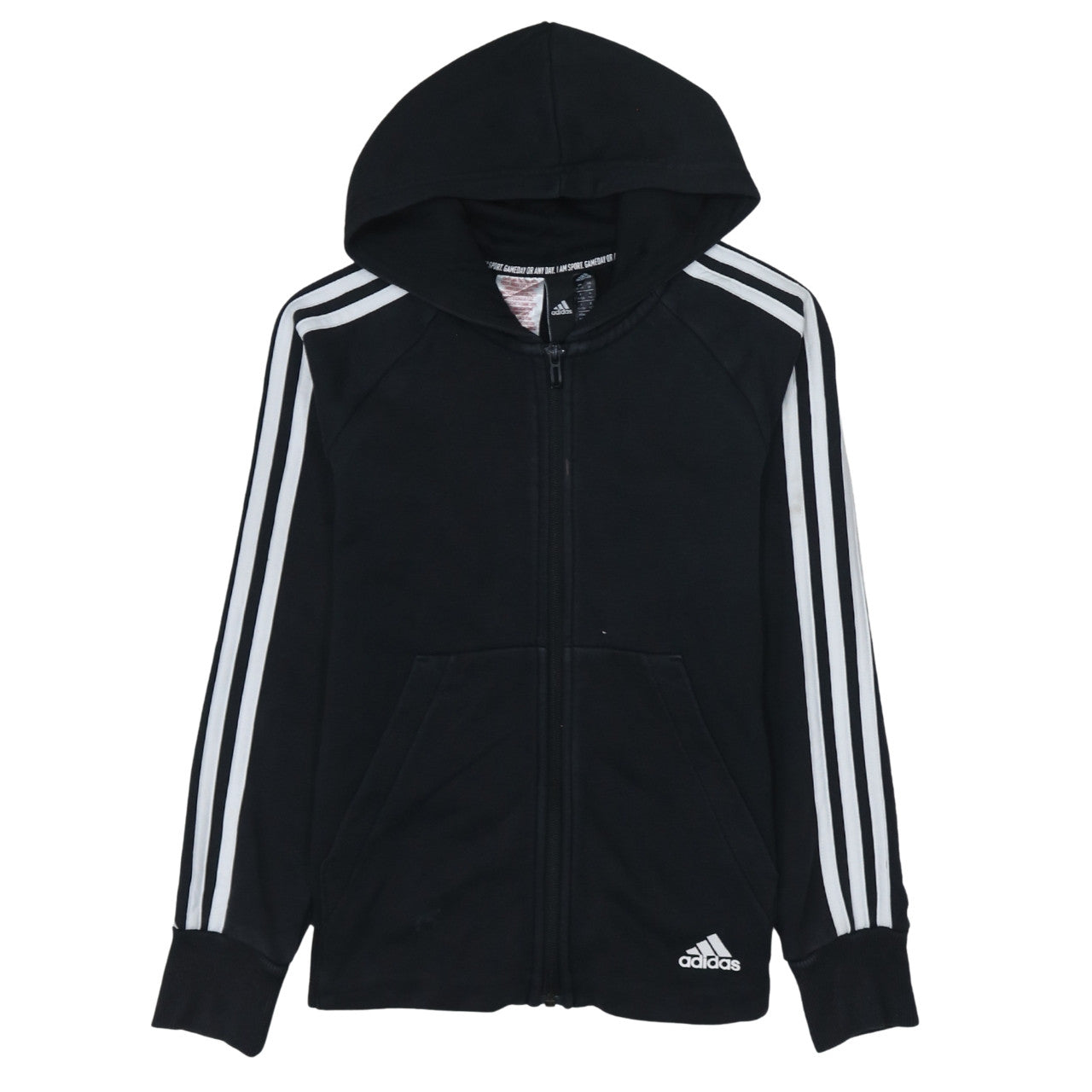 Adidas Boys Black Full Zip Hoodie 11-12 Years Sports Fleece Hooded Jacket