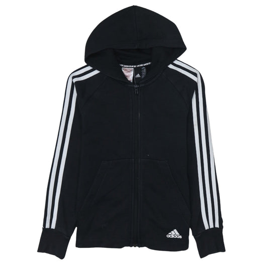Adidas Boys Black Full Zip Hoodie 11-12 Years Sports Fleece Hooded Jacket